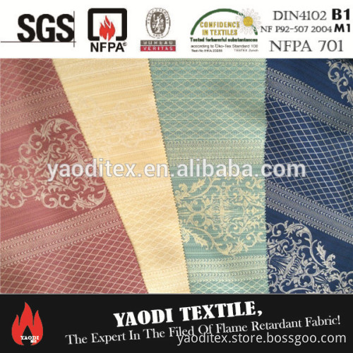 100% polyester russian style flame retardant fireproof fire retardant jacquard curtain fabric